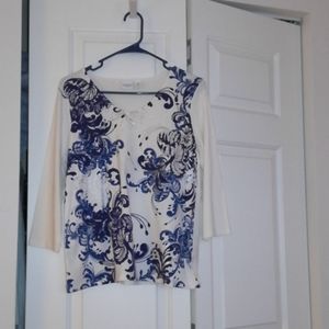 Chico's Weekends 3/4 sleeve top Size 1